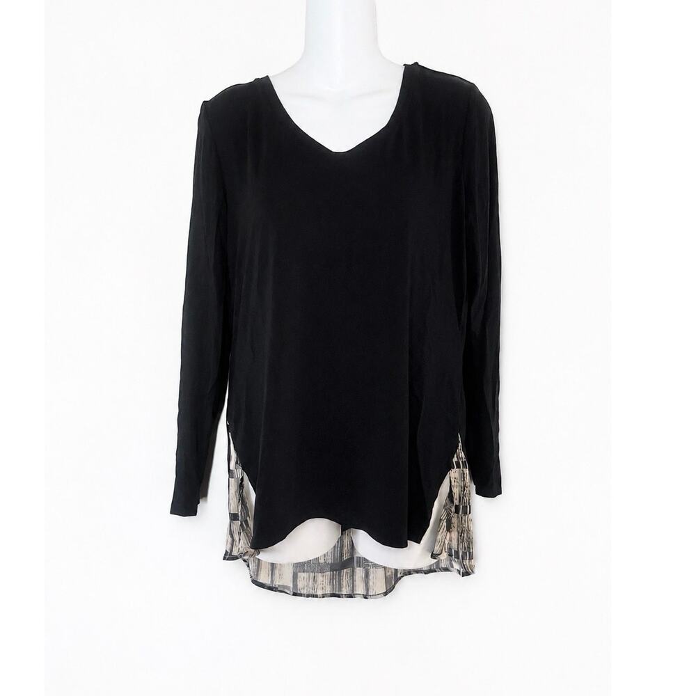 Stella Carakasi Sz Small Black Jersey Chiffon Hi Lo Tunic Top